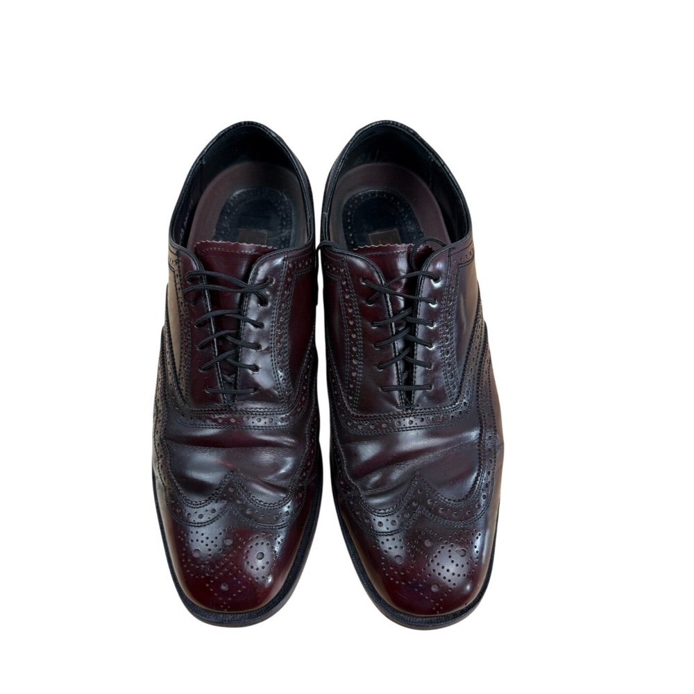 Florsheim Mens Burgundy Leather Wingtip Oxford Dress Shoes 17066-06 Size 11